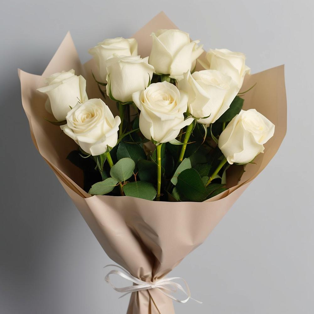 Букет 9 Белых роз Эдлесс Лав в Новинки Нижний Новгород