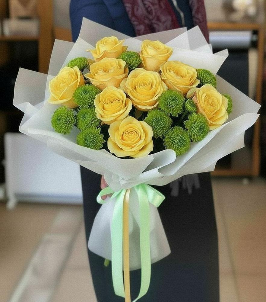 Букет цветов из: Хризантемы и Розы в Новинки Нижний Новгород