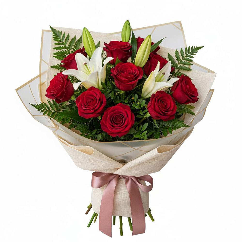 Букет цветов из: Лилии и Розы в Новинки Нижний Новгород