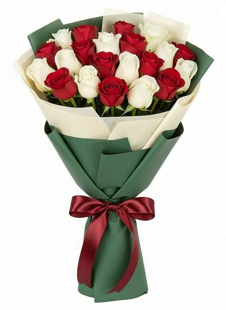 Букет Микс из красных и белых роз в Новинки Нижний Новгород