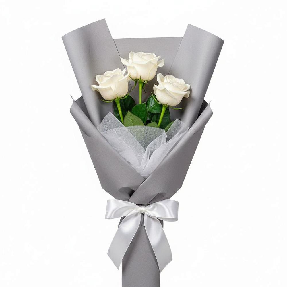 Букет 3 белые розы в Новинки Нижний Новгород