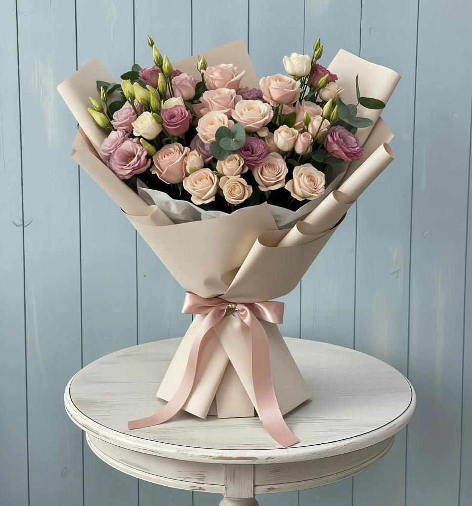 Букет цветов из: Розы и Лизиантусы в Новинки Нижний Новгород