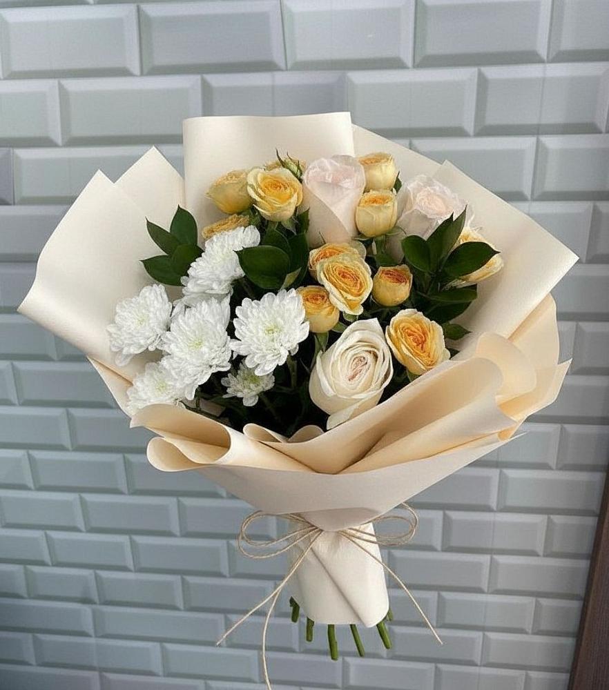 Букет цветов из: Розы и Хризантемы в Новинки Нижний Новгород