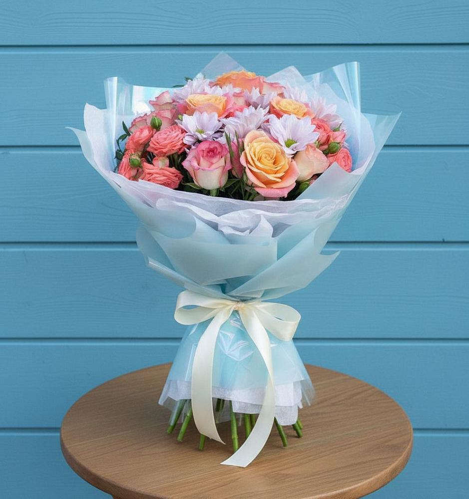 Букет цветов из: Хризантемы и Розы в Новинки Нижний Новгород