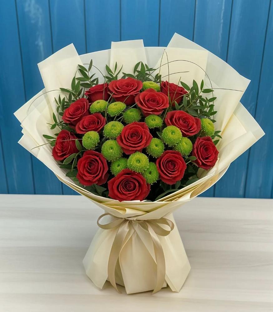 Букет цветов из: Розы и Хризантемы в Новинки Нижний Новгород