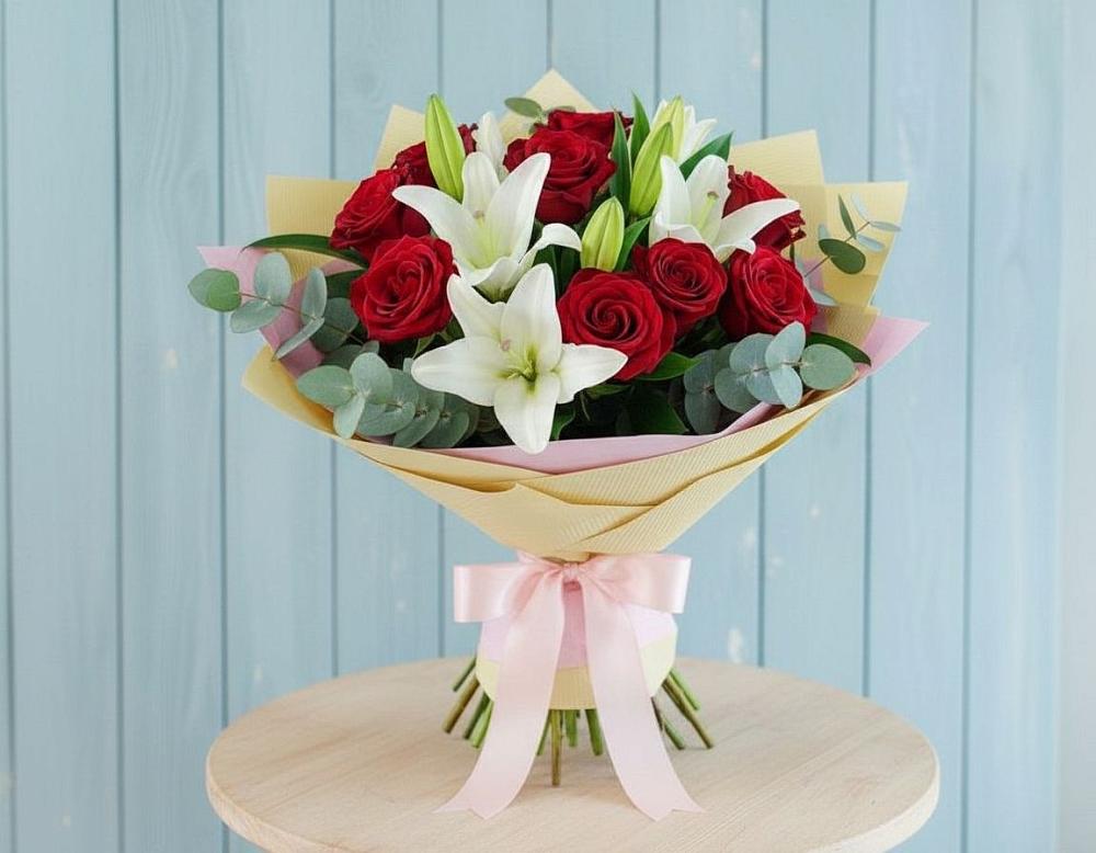 Букет цветов из: Лилии и Розы в Новинки Нижний Новгород